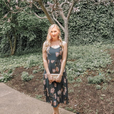 Dark green floral dress