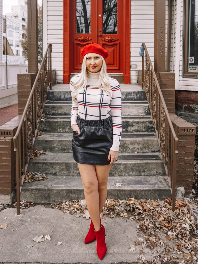 Red beret outfit